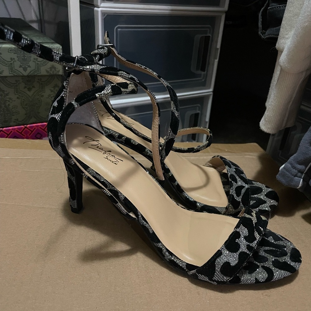 Sparkly leopard print heels